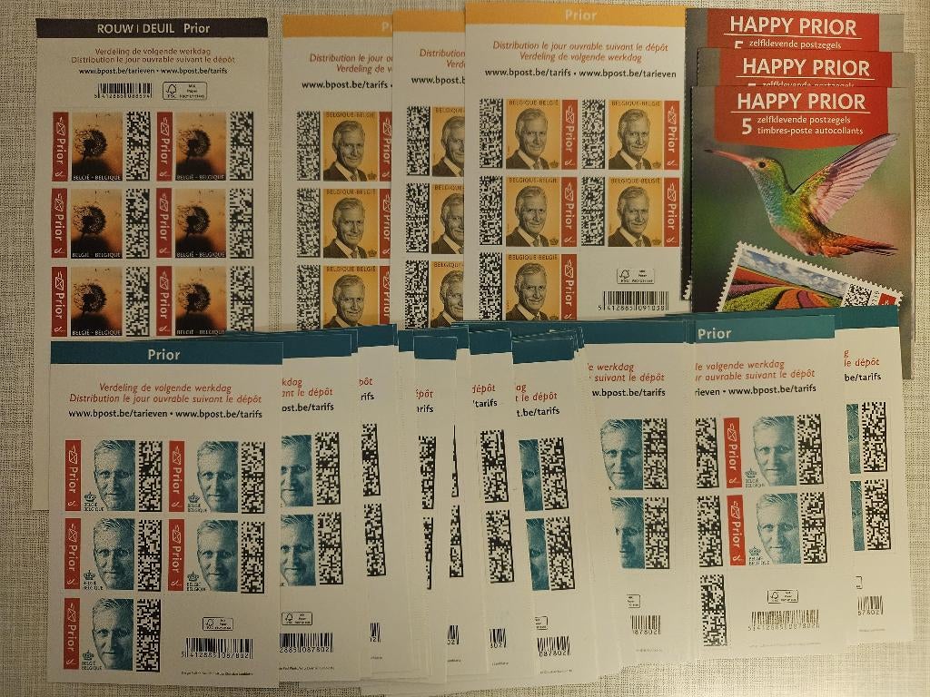 Lot de 400+ timbres récents belges prior et non-prior, Sans timbre, Neuf, Enlèvement ou Envoi, Non oblitéré