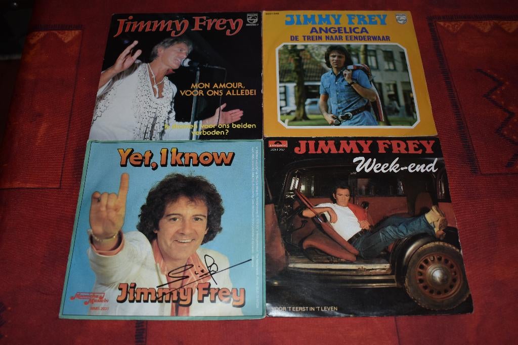 45t vinylsingels en 1 LP van Jimmy FREY, Cd's en Dvd's, Vinyl | Nederlandstalig, Ophalen, Zo goed als nieuw, 7 inch, Levenslied of Smartlap