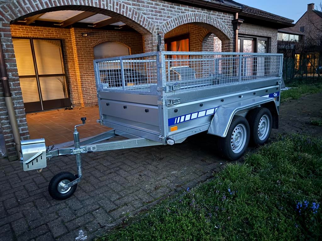 Dubbelas aanhangwagen 750kg met loofrek, Auto diversen, Aanhangers en Bagagewagens, Ophalen, Zo goed als nieuw