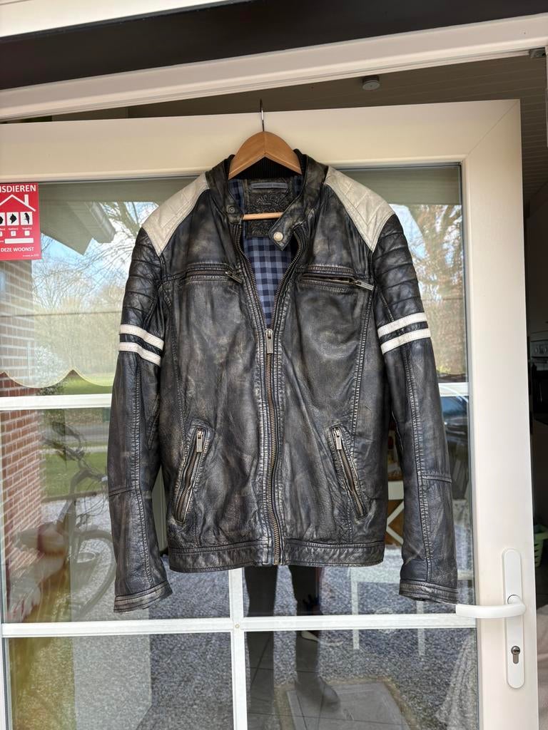 Veste Cuir noir Camp David très bon état taille Médium, Enlèvement ou Envoi, Porté, Taille 48/50 (M), Noir