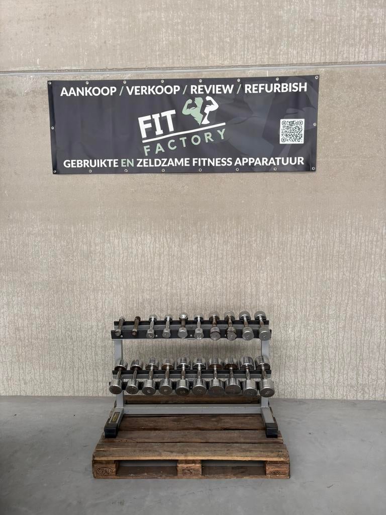 1-10kg Technogym dumbells met rack, Ophalen, Zo goed als nieuw