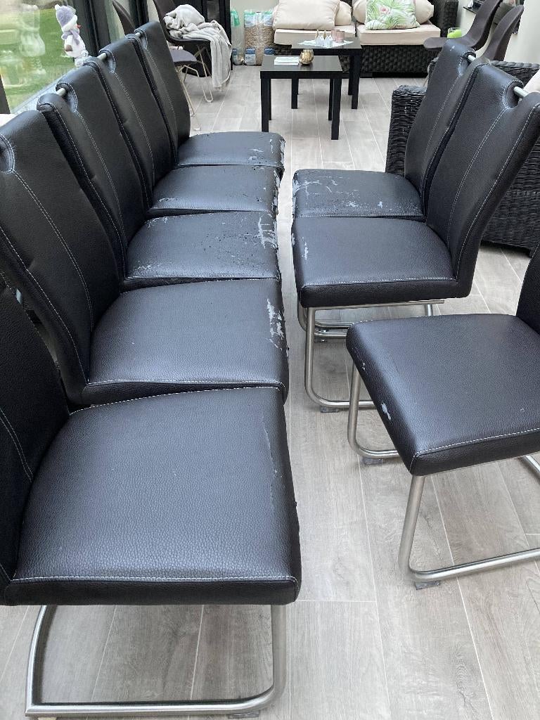 Chaises de Salle à manger - Cuir Brun, Brun, Enlèvement, Cuir, Moderne