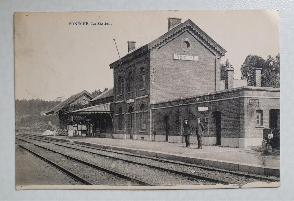 Vonêche la station ancienne carte postale 1924, Ophalen of Verzenden