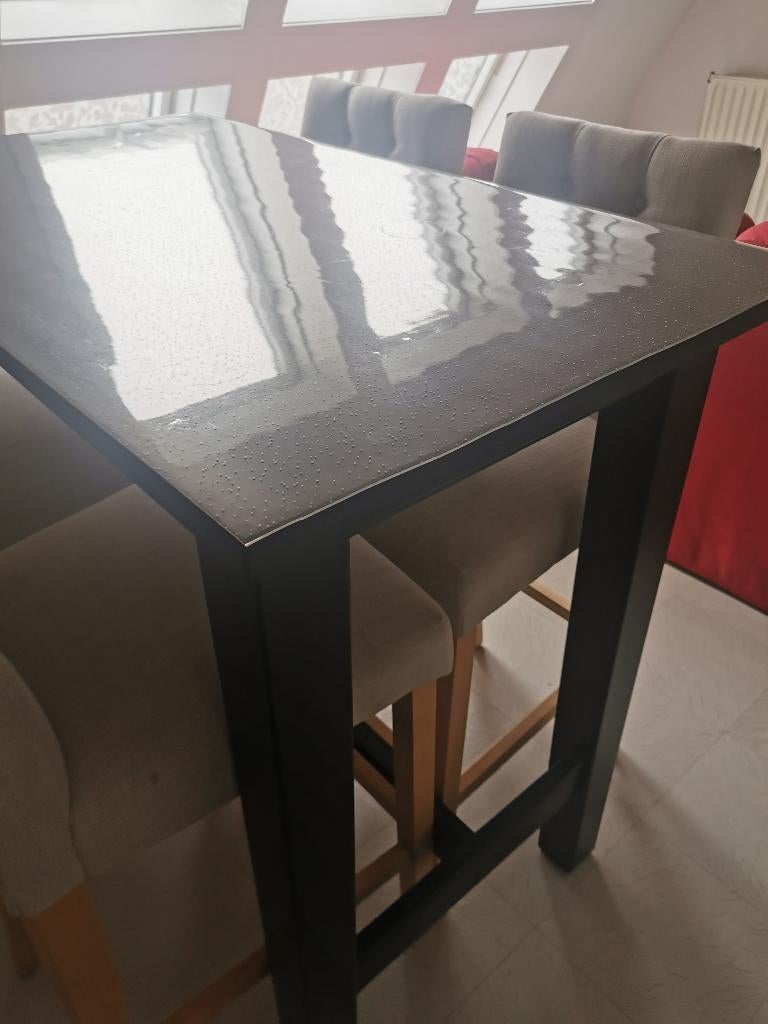 Table haute + 4 chaises, Maison & Meubles, 100 à 150 cm, Quatre personnes, Enlèvement, Utilisé
