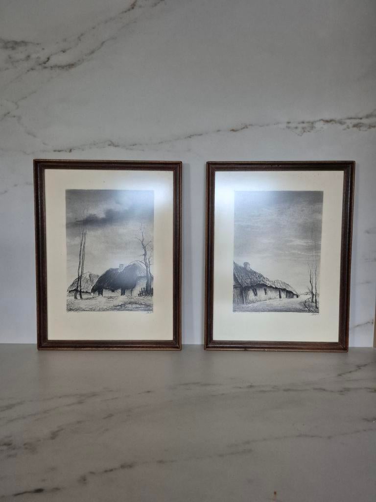 2 etsen - Stille Kempen en  Oude Hoeve Lommel, Ophalen of Verzenden