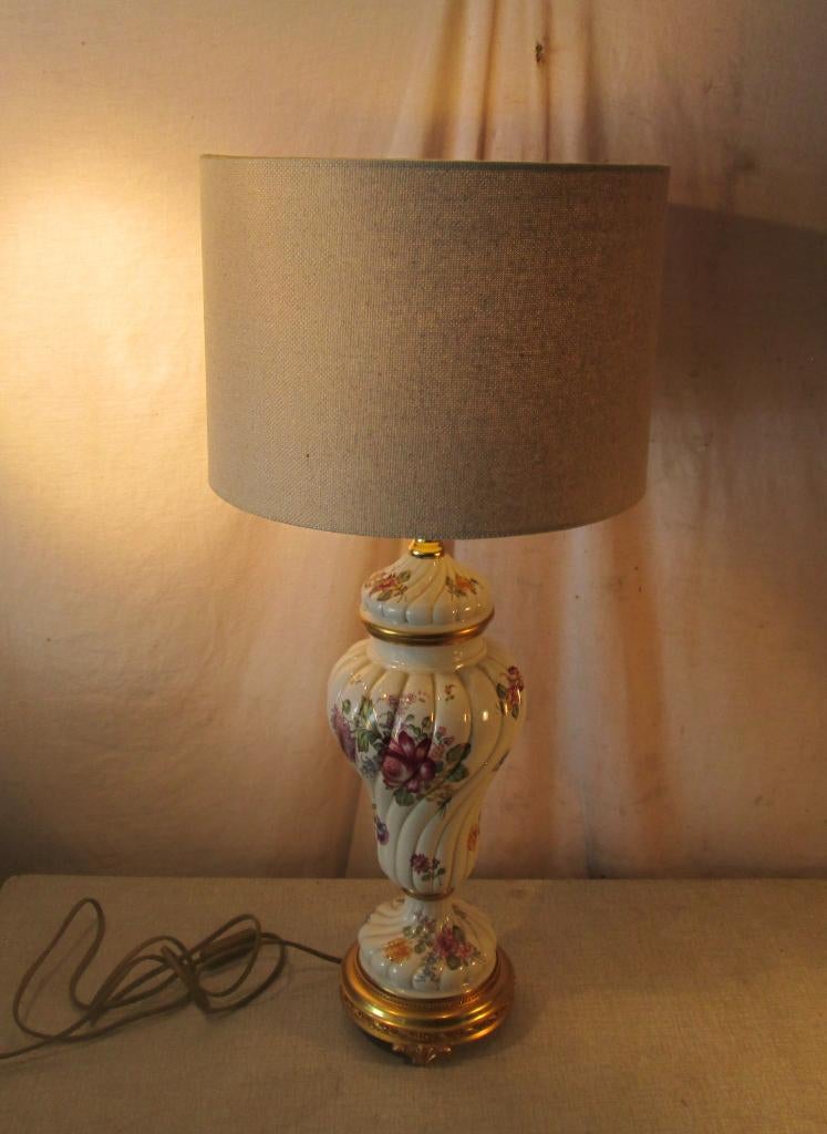 Belle lampe de table rétro en porcelaine et métal - 66 cm, Enlèvement ou Envoi, Maison et Meubles