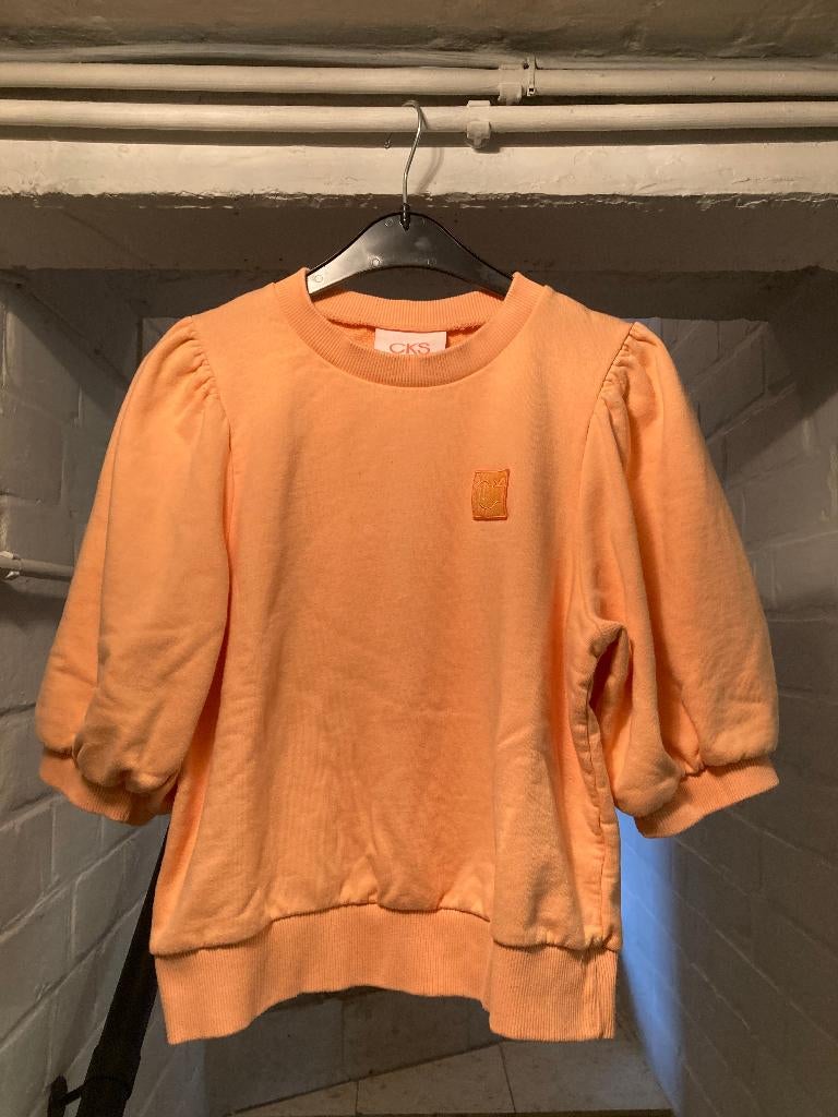 Perzikkleurige sweater korte pofmouw, small, CKS, Kleding | Dames, Oranje, Ophalen of Verzenden, Zo goed als nieuw, Maat 36 (S)