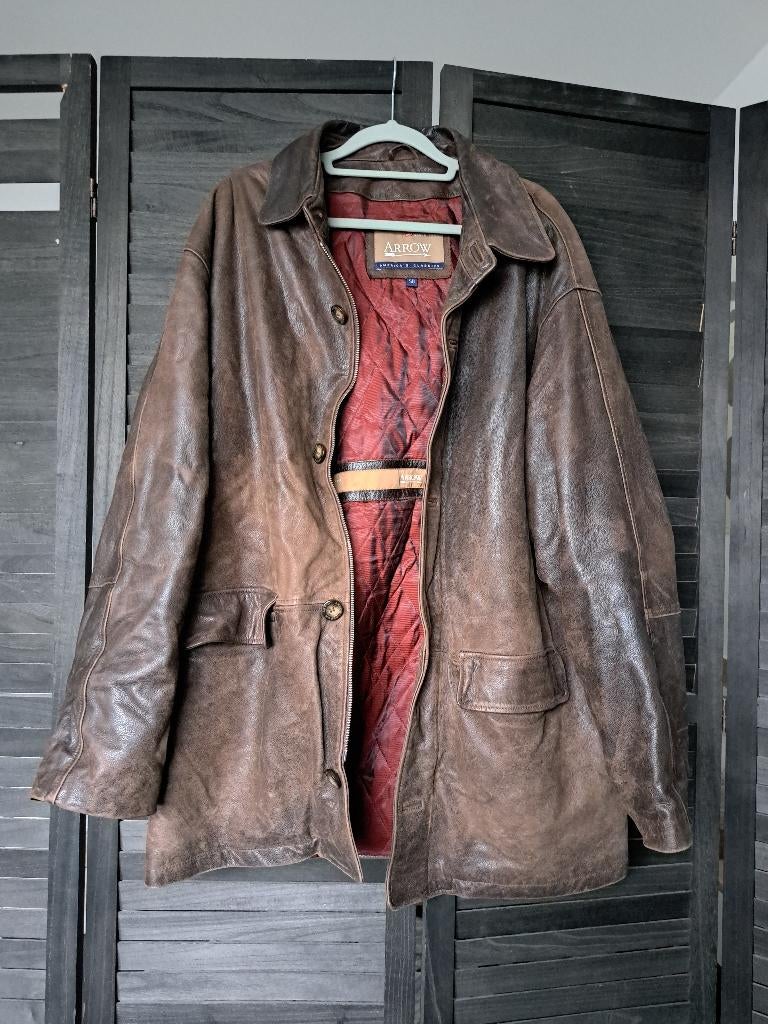 Originele vintage leren jas van Arrow America's Classics, Bruin, Maat 48/50 (M), Arrow America's Classics, Ophalen of Verzenden