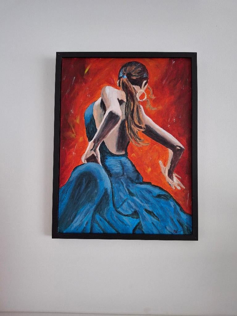 Peinture de danseuse, acrylique sur toile 40x30, Enlèvement