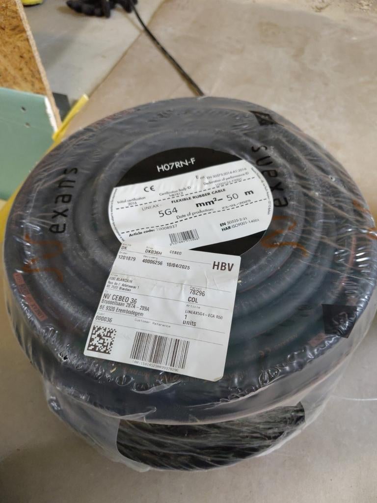 Neopreen / flexibele rubber kabel 5G4 50m Nexans, Doe-het-zelf en Bouw, Ophalen
