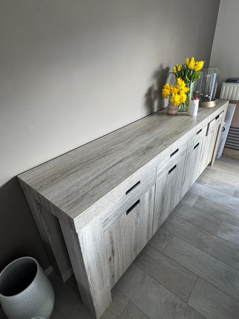 Meubels: eettafel, dressoir, tv-meubel, 6 stoelen, Huis en Inrichting, Ophalen, Zo goed als nieuw