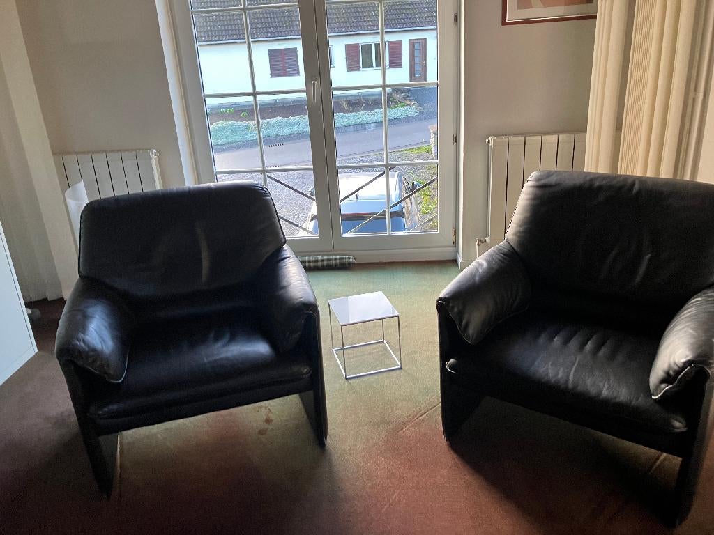 paire de fauteuils en cuir leolux, Maison & Meubles, 75 à 100 cm, Design, Enlèvement, Utilisé