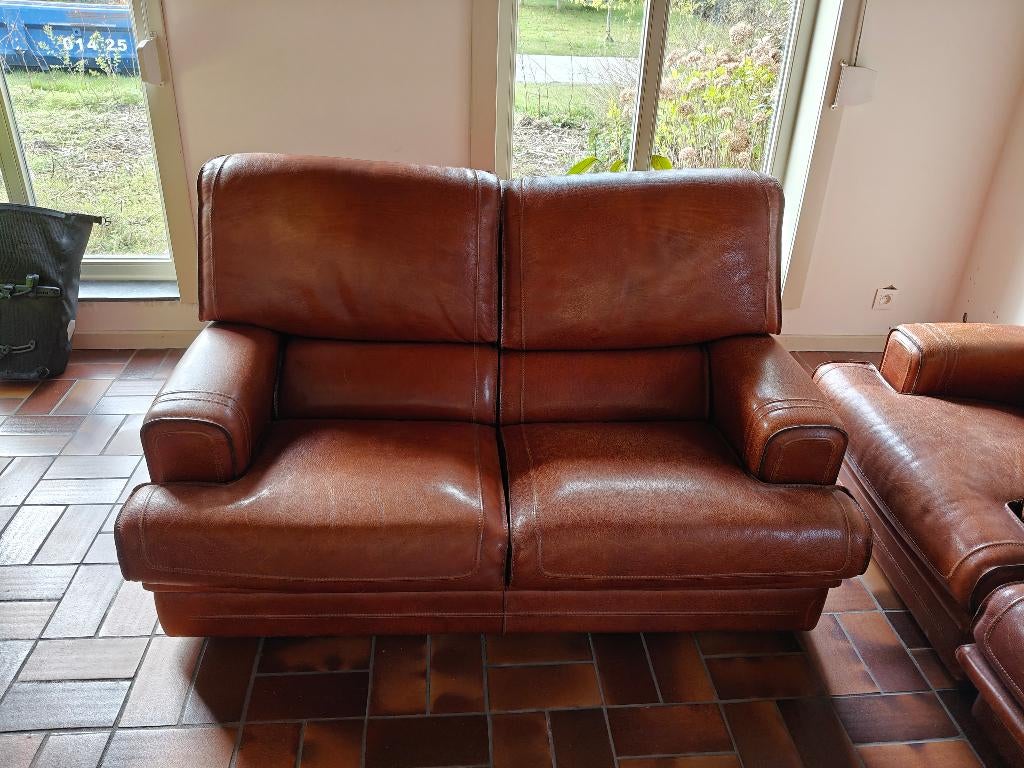 Leren zetel, Ophalen, Gebruikt, 150 tot 200 cm, Tweepersoons