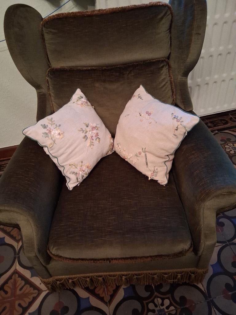 fauteuils velours couleur verte, Maison & Meubles, Fauteuils, Enlèvement, Utilisé, Tissus