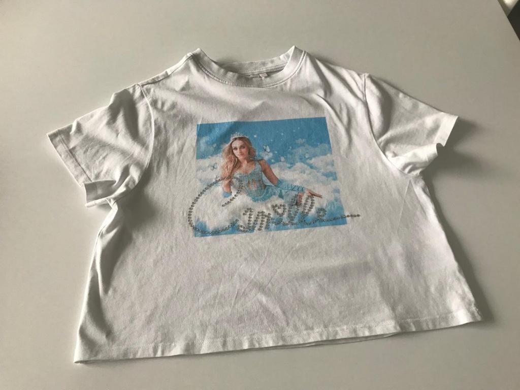 Witte t-shirt van Camille, maat 140, Kinderen en Baby's, Kinderkleding | Maat 140, Meisje, Zo goed als nieuw, Shirt of Longsleeve