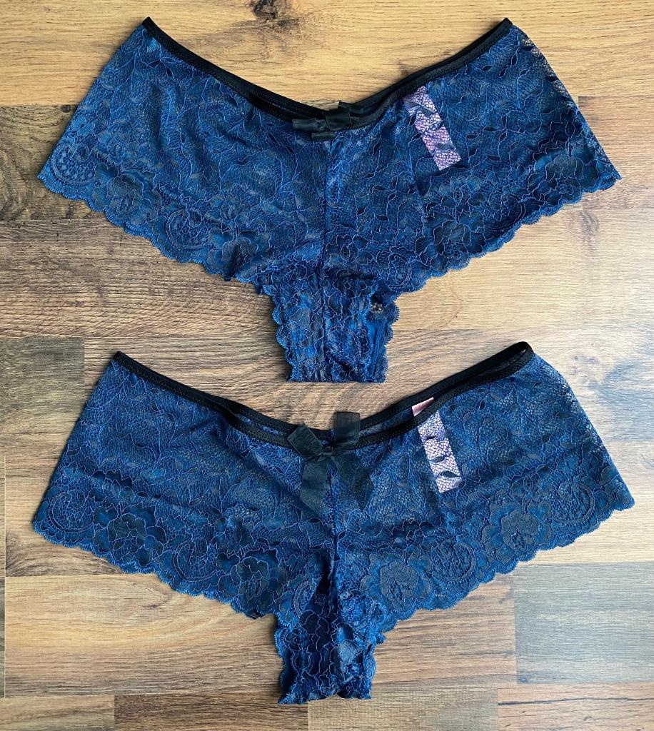 2 blauwe kanten boxers Hunkemöller maat L - NIEUW, Hunkemöller, Verzenden, Blauw, Slip