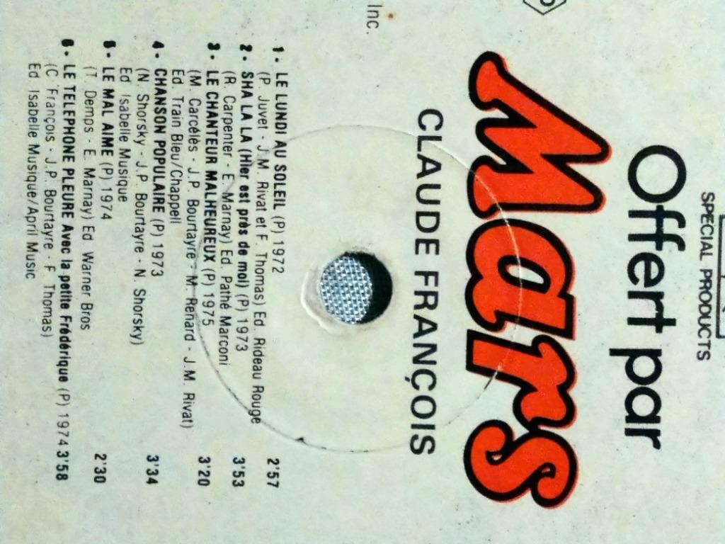 Vinyle Claude François - Michel Fugain, CD & DVD, Enlèvement, 1960 à 1980, Utilisé