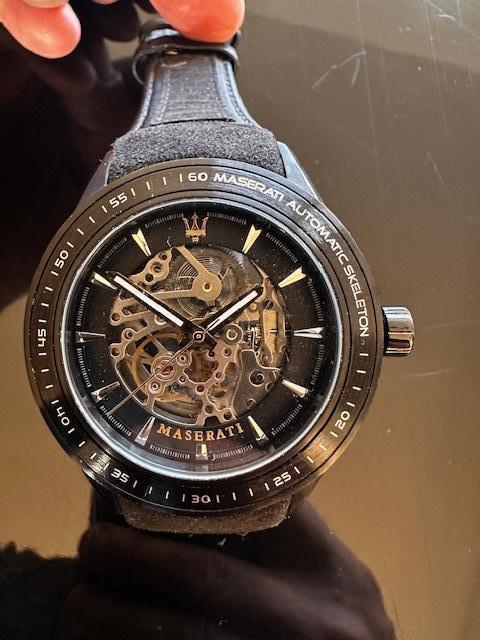 Maserati Automatic Skeleton horloge - nieuwstaat, Ophalen, Zo goed als nieuw, Polshorloge, Leer