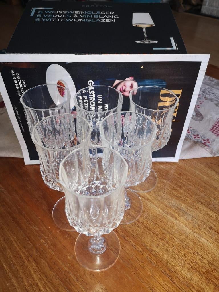 Set de 6 verres à vin sur pied de 18 cm, Enlèvement, Comme neuf