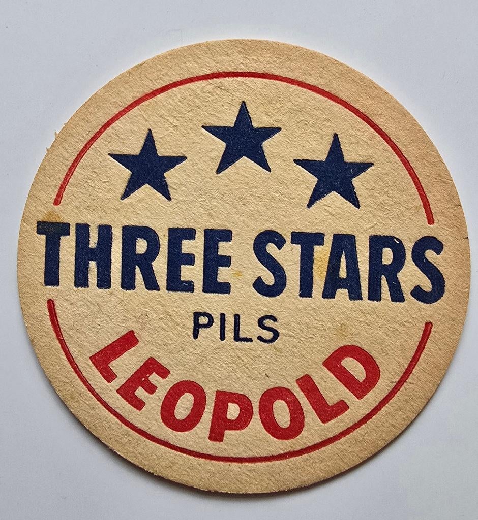 Three Stars Leopold sous-bock bierviltje bierdeckel coaster, Enlèvement ou Envoi, Utilisé, Sous-bock