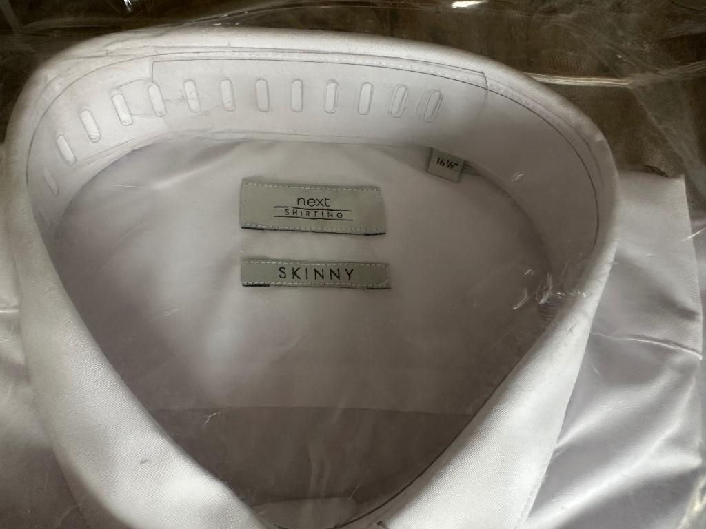 Nieuw wit herenoverhemd, maat 42 skinny fit, merk Next, Next, Wit, Nieuw, Ophalen of Verzenden