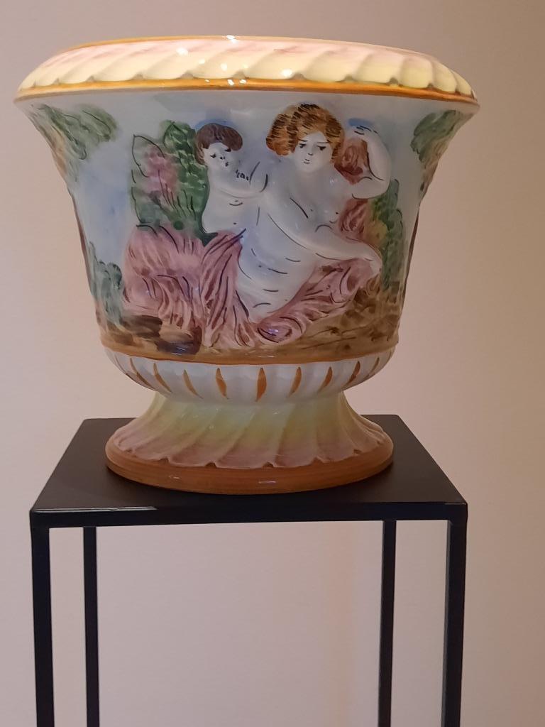 Sierbloempot  "Capodimonte", Tuin en Terras, Bloempotten, Rond, Zo goed als nieuw, Minder dan 40 cm, Balkon