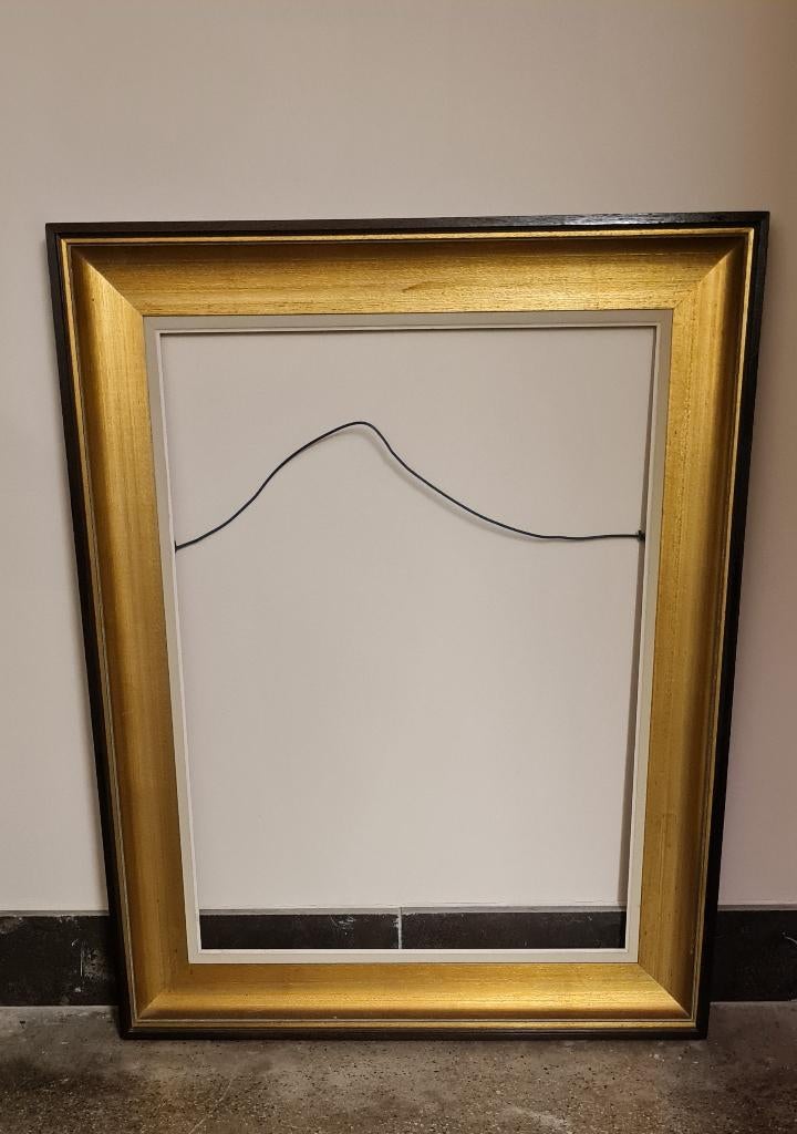 Cadre en métal doré XL avec bordure noire, Maison & Meubles, 75 cm ou plus, Enlèvement, Utilisé, Bois