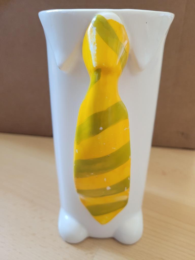 Vaas met stropdas motief, Wit, Aardewerk of Porselein, Nieuw, Ophalen of Verzenden