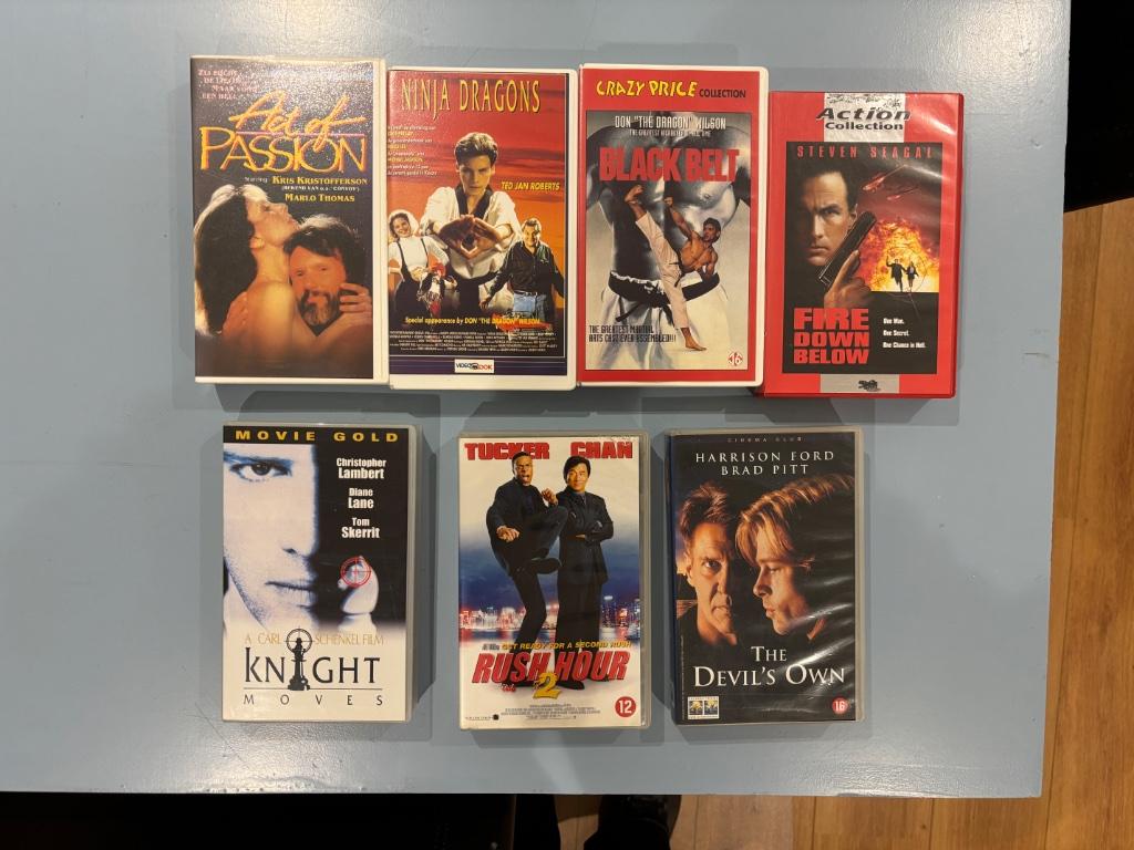 VHS actie misdaad thriller videobanden 5 stuks gebruikt, Cd's en Dvd's, VHS | Film, Gebruikt, Actie en Avontuur, Vanaf 16 jaar