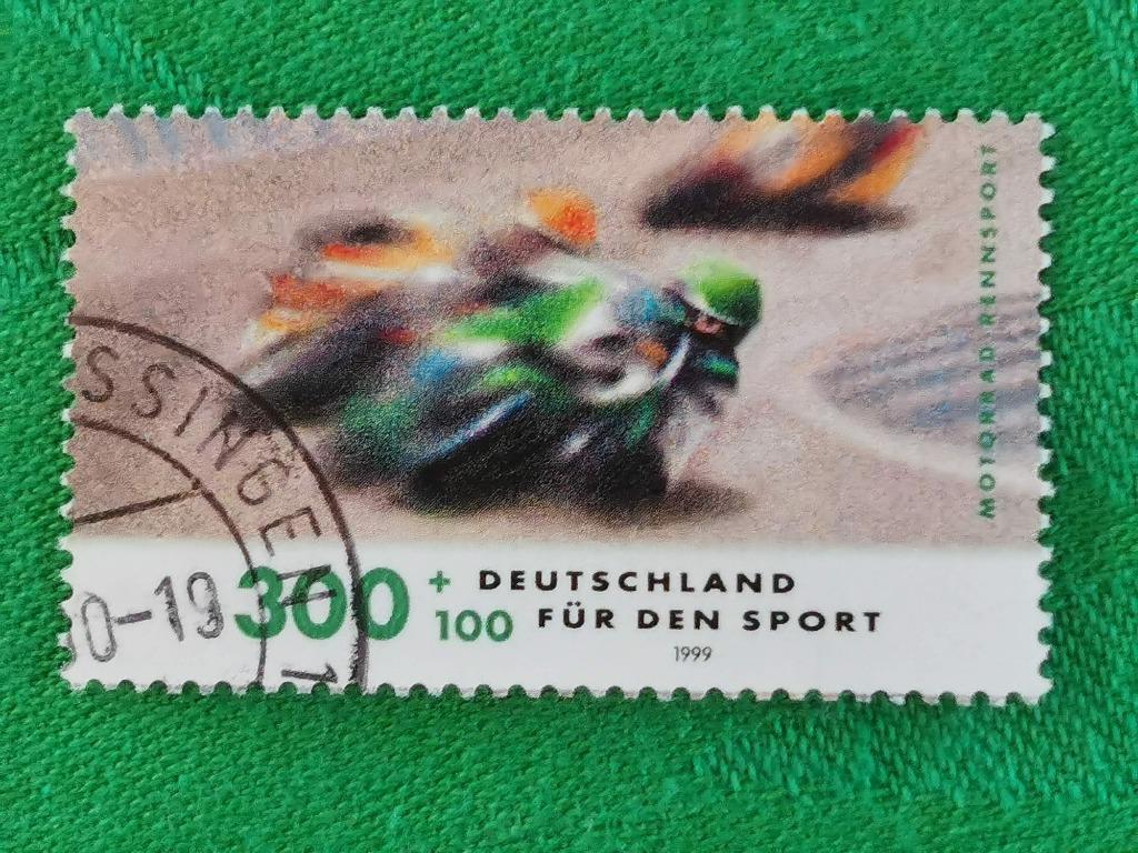 Allemagne 1999 - sport - motocross - timbre en supplément, Enlèvement ou Envoi, 1990 à nos jours, Affranchi