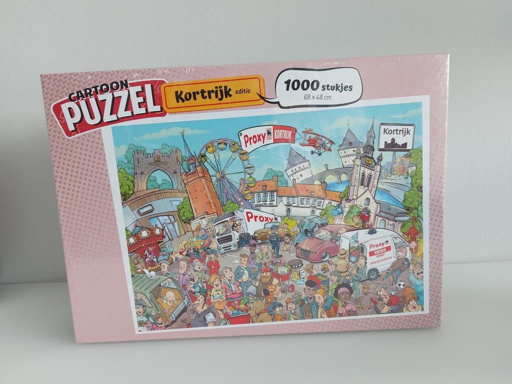 Puzzel cartoon Kortrijk 1000 stukken (nieuw), Hobby en Vrije tijd, Denksport en Puzzels, Ophalen of Verzenden, 500 t/m 1500 stukjes