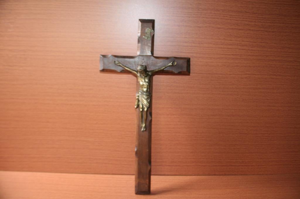 Bronzen "Jezus aan het kruis" beeld, Antiek en Kunst, Ophalen