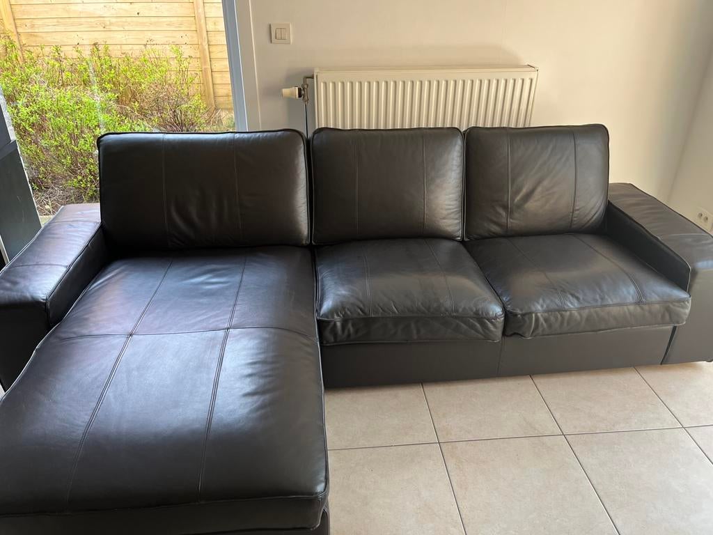 KIVIK zetel 3-zit zwart leer, Enlèvement, Utilisé, Cuir