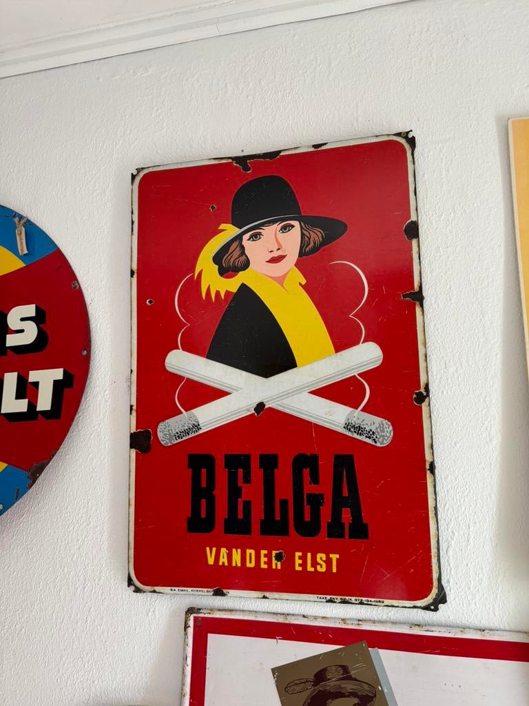 Panneau publicitaire en émail BELGA van der Elst, Enlèvement ou Envoi