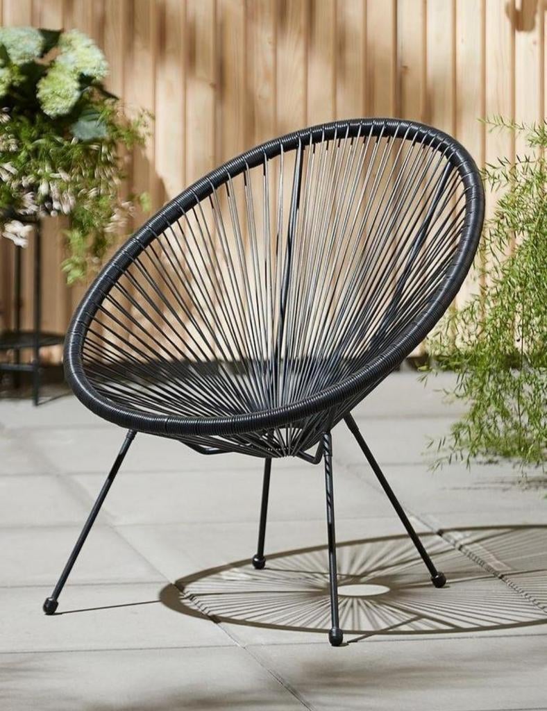 Zwarte loungestoel, Tuin en Terras, Ophalen of Verzenden