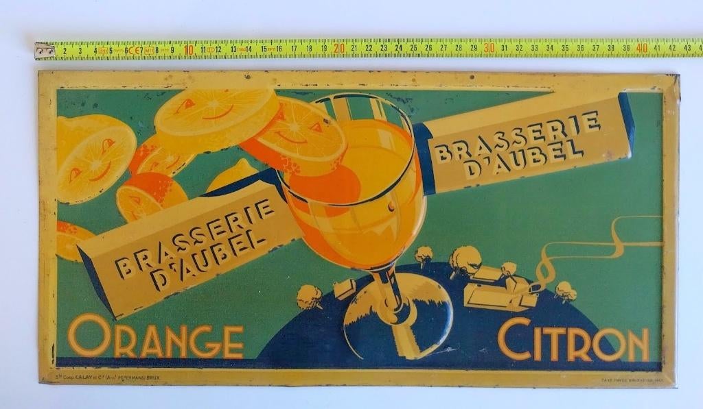 Plaque tôlée Brasserie d'AUBEL ( 1947 ), Enlèvement ou Envoi