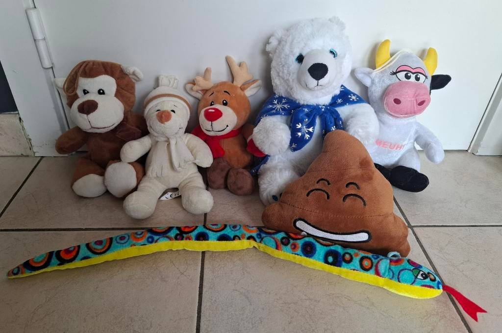 7 knuffels/pluche (zie foto's), Kinderen en Baby's, Speelgoed | Knuffels en Pluche, Ophalen of Verzenden, Zo goed als nieuw, Aap