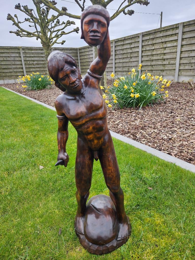 Massief houten beeld doe een eerlijk bod aub. 88 cm hoog, Antiek en Kunst, Kunst | Beelden en Houtsnijwerken, Beeld, Hout, Man