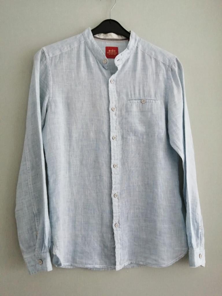 jolie chemise en lin EDC Esprit taille XS, Tour de cou 38 (S) ou plus petit, EDC Esprit, Porté, Bleu