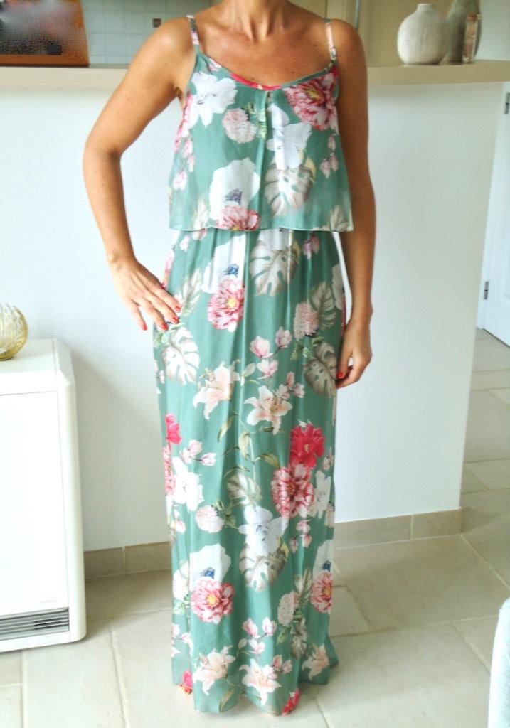 Prachtig lang voile kleed - bloemen, Kleding | Dames, Lola & Liza, Ophalen of Verzenden, Nieuw, Maat 36 (S)