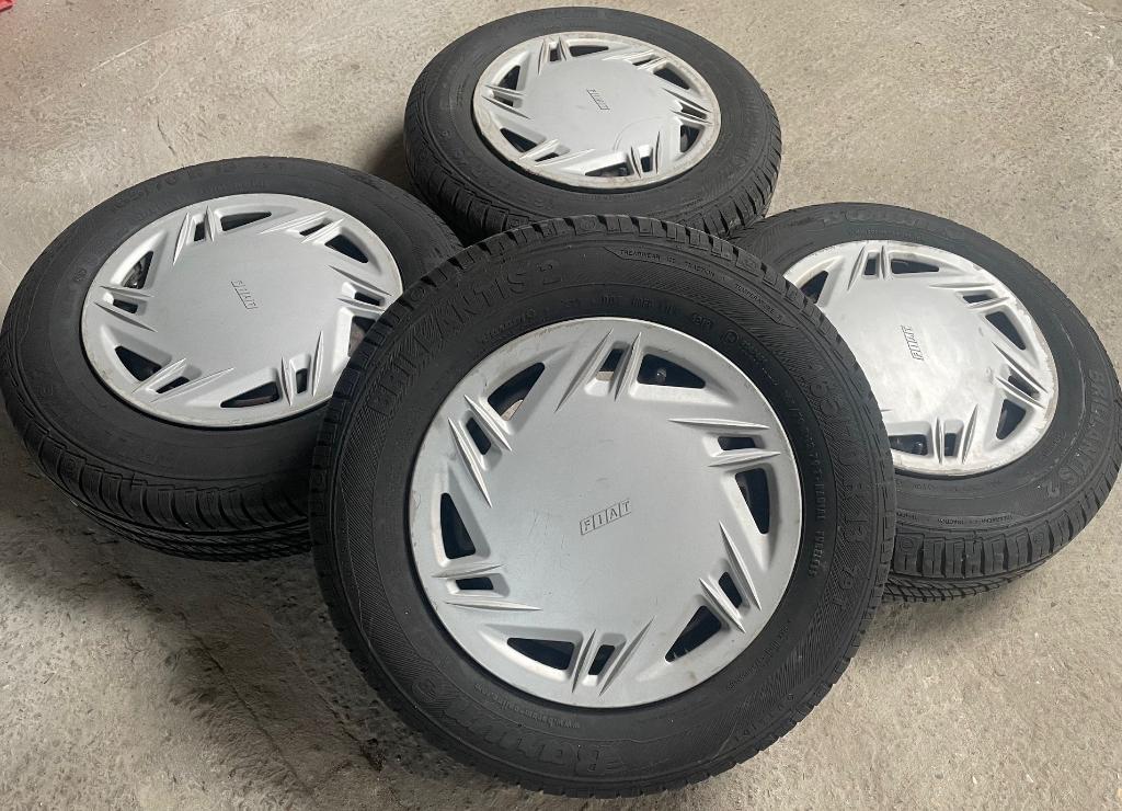 Set banden 165/70 R13 op stalen velgen voor Fiat Tipo 160, Auto-onderdelen, Banden en Velgen, Ophalen, Gebruikt, 13 inch, Band(en)
