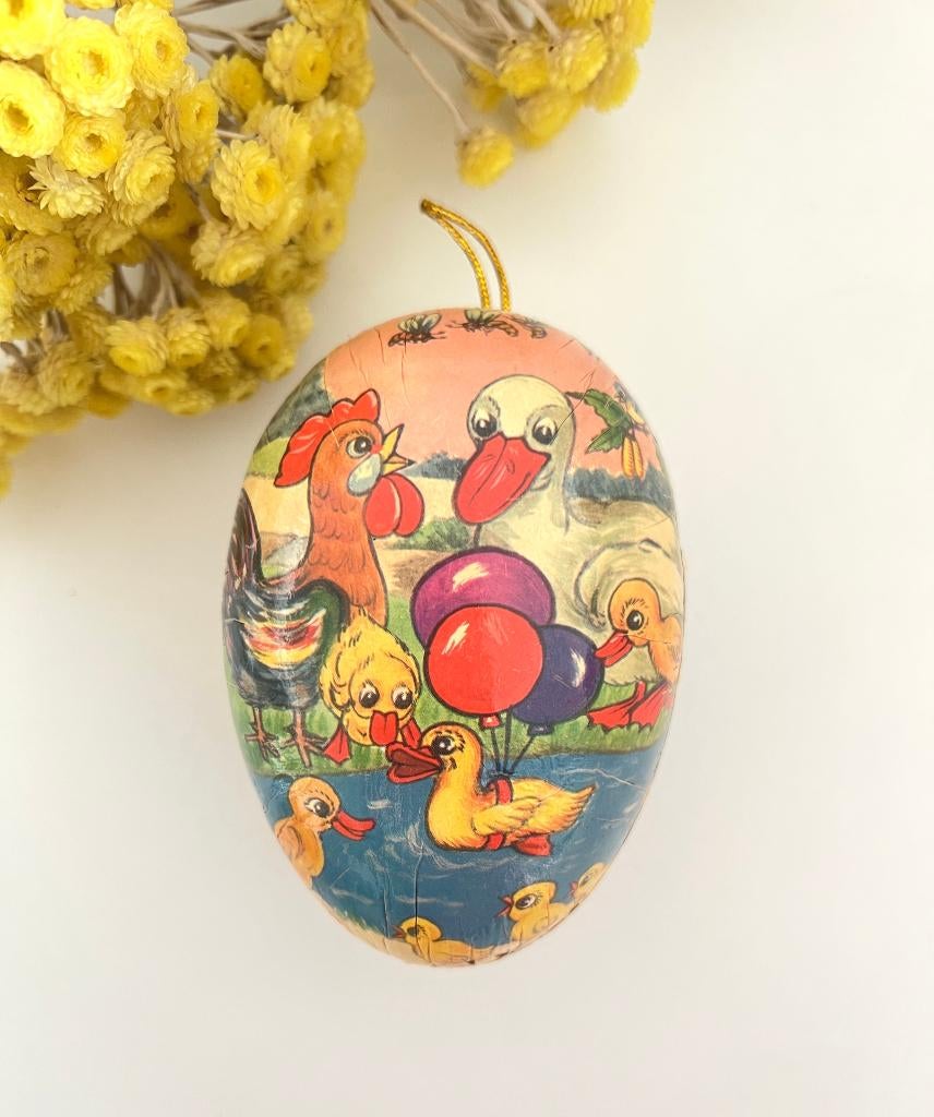 Petite boîte œuf en carton / papier mâché Poussins à la mare, Gebruikt, Aucun, Aucun, Ophalen of Verzenden