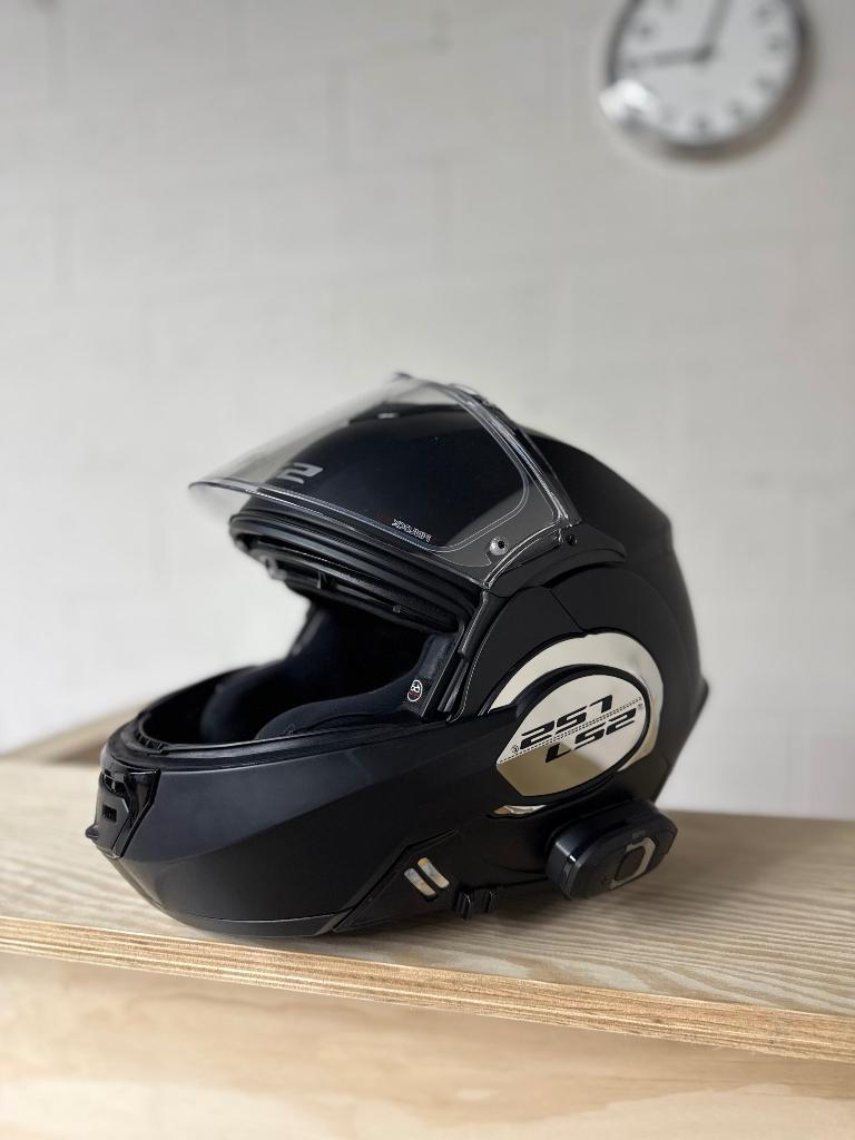 Motorhelm LS2 Valiant  met Senna SF2 intercom, M, Systeemhelm, Tweedehands, Ophalen