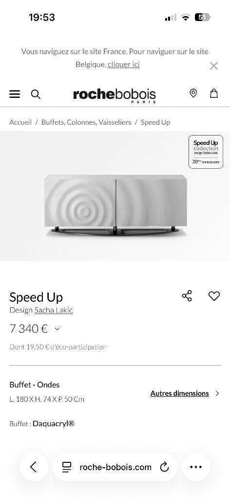 Buffet Roche Bobois ontwerp La Goutte d'Eau, Ophalen