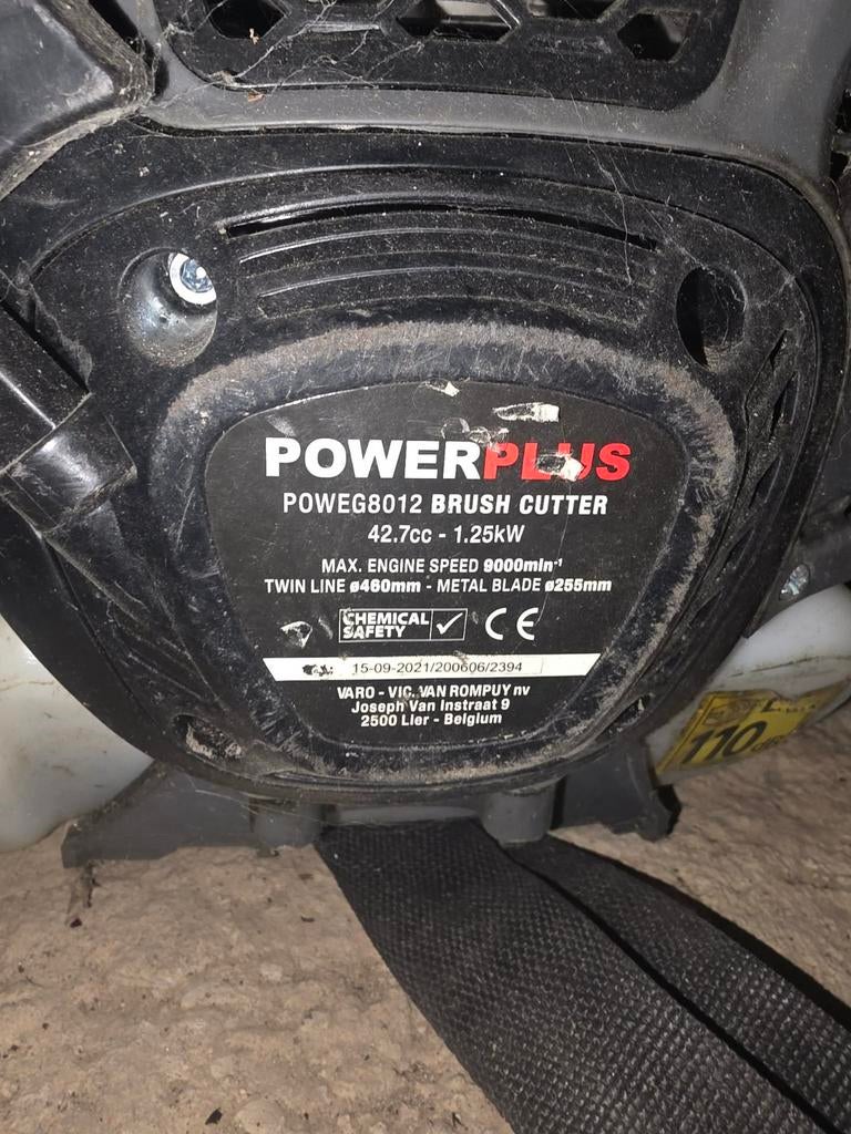 Benzine Bosmaaier Powerplus 1.25kW met Draagriem, Tuin en Terras, Ophalen of Verzenden, Accu