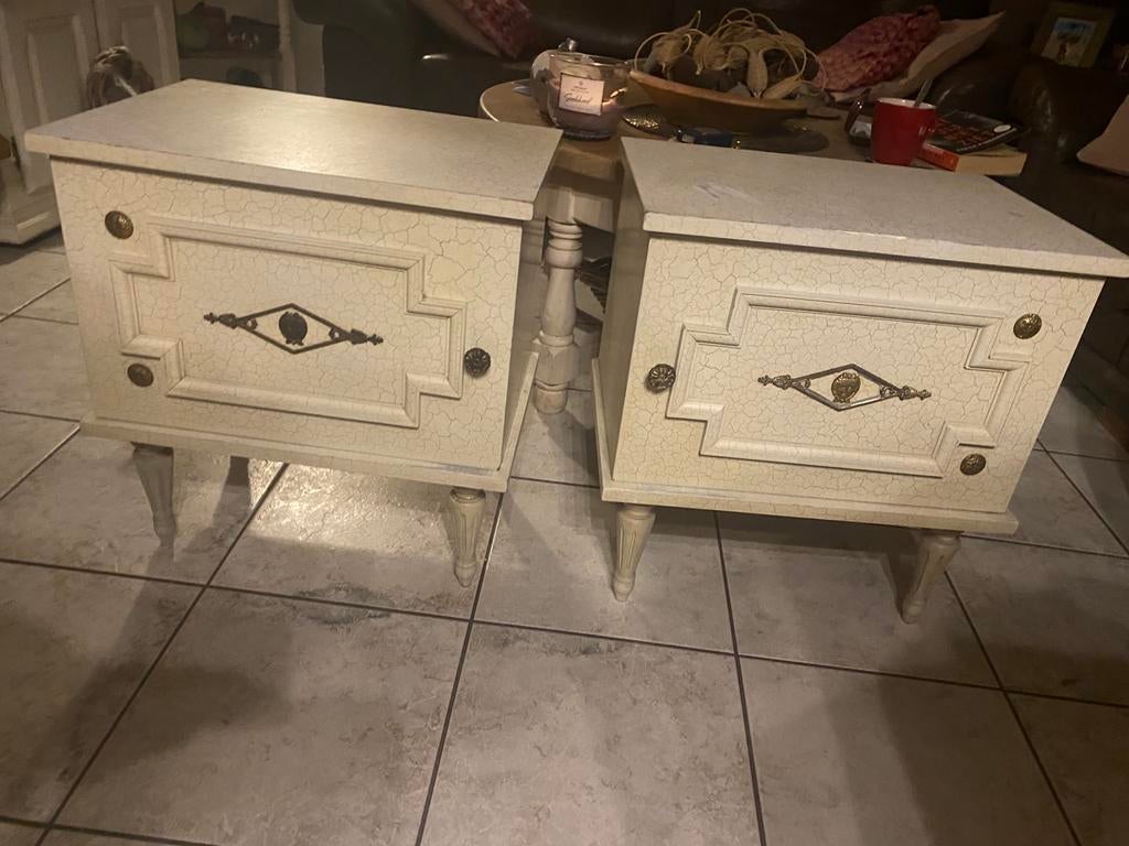 Vintage nachtkastjes (35€/2), Huis en Inrichting, Ophalen, Gebruikt
