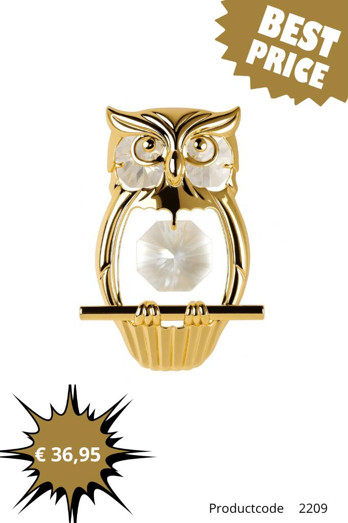 Luxe 24K Vergulde Beeldjes met Kristal | Cadeau Idee, Huis en Inrichting, Woonaccessoires | Overige, Verzenden, Nieuw, Goud, Metaal