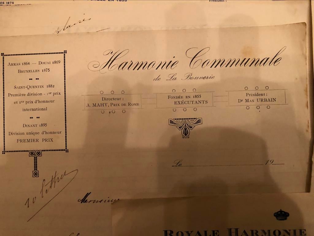 Royale harmonie communale de la bouverie lot de documents