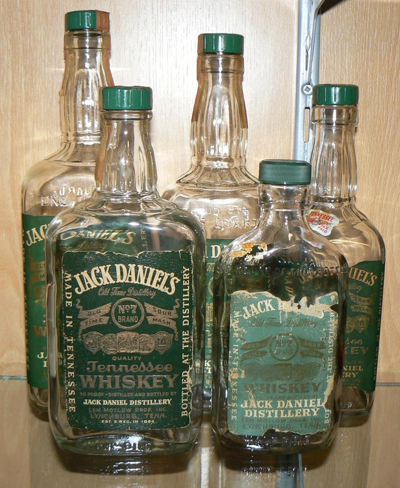 Jack Daniels : lot van 5 oude Green Label flessen, Verzamelen, Ophalen, Gebruikt, Overige typen