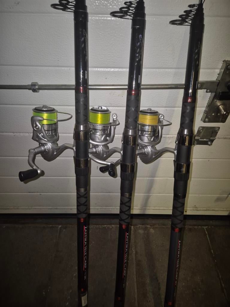 3 telescoop hengels 390 cm met nieuwe molens, Ophalen of Verzenden